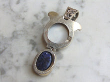 Load image into Gallery viewer, Womens Vintage Estate Sterling Silver MOP &amp; Lapis Lazuli Stone Pendant 19.6g E4810