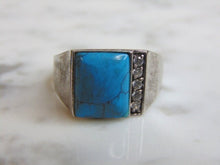 Load image into Gallery viewer, Womens Vintage Estate Sterling Silver Turquoise Stone Ring 5.7g E4889