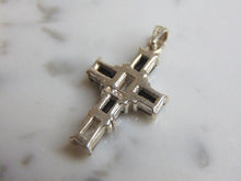 Load image into Gallery viewer, Womens Vintage Estate Sterling Silver CZ Stones Cross Pendant 5.2g E4898
