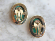 Load image into Gallery viewer, Womens Vintage Estate Sterling Silver Malachite Earrings 16.7g E4923