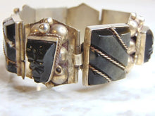 Load image into Gallery viewer, Womens Vintage Estate Sterling Silver Obsidian Bracelet 53.2g E4946