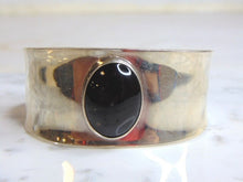 Load image into Gallery viewer, Womens Vintage Estate Sterling Silver Onyx Cuff Bracelet 28.9g E4951