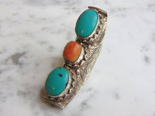 Load image into Gallery viewer, Womens Vintage Estate Sterling Silver Turquoise Stones Ring 43.6g E4959
