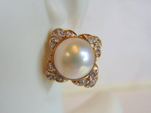 Load image into Gallery viewer, Womens Vintage Estate 14K Gold Diamond Pearl Earrings 9.6g E2020