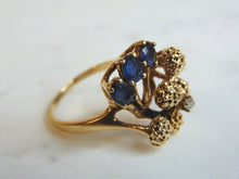 Load image into Gallery viewer, Womens Vintage Estate 14K Yellow Gold Sapphire &amp; Diamond Ring 5.6g E2259