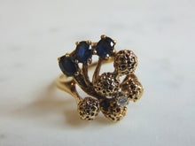Load image into Gallery viewer, Womens Vintage Estate 14K Yellow Gold Sapphire &amp; Diamond Ring 5.6g E2259