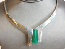 Load image into Gallery viewer, Womens Vintage Estate Sterling Silver Necklace w/ Malachite 92.5g E5021