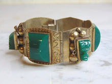 Load image into Gallery viewer, Womens Vintage Estate Sterling Silver Aventurine Stone Bracelet 68.8g E5036
