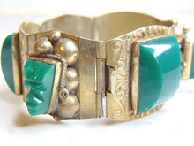 Load image into Gallery viewer, Womens Vintage Estate Sterling Silver Aventurine Stone Bracelet 68.8g E5036