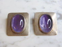 Load image into Gallery viewer, Womens Vintage Estate Sterling Silver Amethyst Earrings 21.8g E5148