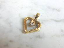 Load image into Gallery viewer, Womens Vintage Estate 14K Yellow Gold Diamond Heart Pendant 1.7g E2904