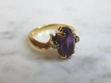Load image into Gallery viewer, Womens Vintage Estate 14K Yellow Gold &amp; Marquis Amethyst Ring 3.7g E2915