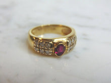 Load image into Gallery viewer, Womens Vintage Estate 14K Gold Diamond &amp; Garnet Ring 5.6g E2976