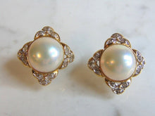 Load image into Gallery viewer, Womens Vintage Estate 14K Gold Diamond Pearl Earrings 9.6g E2020