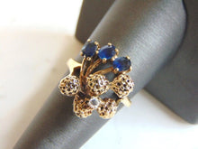Load image into Gallery viewer, Womens Vintage Estate 14K Yellow Gold Sapphire &amp; Diamond Ring 5.6g E2259