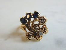 Load image into Gallery viewer, Womens Vintage Estate 14K Yellow Gold Sapphire &amp; Diamond Ring 5.6g E2259