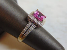 Load image into Gallery viewer, Womens Estate 10K White Gold Pink Sapphire Diamond Ring 3.9g E3348