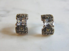 Load image into Gallery viewer, Womens Vintage Estate Sterling Silver CZ Earrings 8.2g E5442