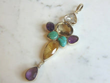 Load image into Gallery viewer, Womens Vintage Estate Sterling Silver Multi Stone Pendant 25.4g E5456