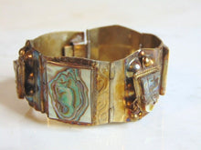 Load image into Gallery viewer, Womens Vintage Estate Sterling Silver Abalone Bracelet 54g E5605