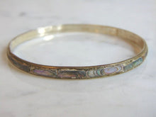 Load image into Gallery viewer, Womens Vintage Estate Sterling Silver Abalone Bracelet 7.2g E5670