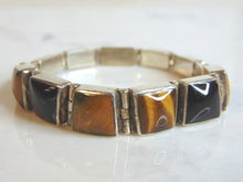 Load image into Gallery viewer, Womens Vintage Estate Sterling Silver Tiger Eye &amp; Onyx Bracelet 33.5g E5681
