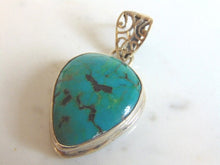 Load image into Gallery viewer, Womens Vintage Estate Sterling Silver Turquoise Pendant 13.6g E5693
