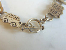 Load image into Gallery viewer, Womens Vintage Estate Sterling Silver School Bracelet 13.8g E5699