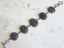 Load image into Gallery viewer, Womens Vintage Estate Sterling Silver Lapis Lazuli Bracelet 29g E5732