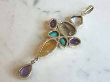 Load image into Gallery viewer, Womens Vintage Estate Sterling Silver Multi Stone Pendant 25.4g E5456