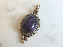 Load image into Gallery viewer, Womens Vintage Estate Sterling Silver Amethyst Pendant 11.4g E5463