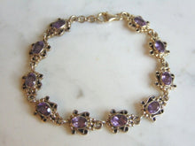Load image into Gallery viewer, Womens Vintage Estate Sterling Silver Amethyst Bracelet 16.4g E5482