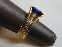Load image into Gallery viewer, Womens Vintage Estate 14K Yellow Gold Sapphire &amp; Diamond Ring, 9.3g E850