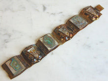 Load image into Gallery viewer, Womens Vintage Estate Sterling Silver Abalone Bracelet 54g E5605