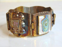 Load image into Gallery viewer, Womens Vintage Estate Sterling Silver Abalone Bracelet 54g E5605