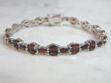 Load image into Gallery viewer, Womens Vintage Estate Sterling Silver Garnet Bracelet 15.7g E5955