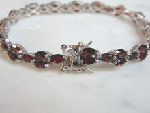 Load image into Gallery viewer, Womens Vintage Estate Sterling Silver Garnet Bracelet 15.7g E5955