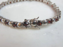 Load image into Gallery viewer, Womens Vintage Estate Sterling Silver Garnet Bracelet 13.1g E5957