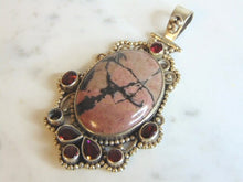 Load image into Gallery viewer, Womens Vintage Estate Sterling Silver Rhodonite Pendant 39.5g E5661