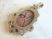 Load image into Gallery viewer, Womens Vintage Estate Sterling Silver Rhodonite Pendant 39.5g E5661