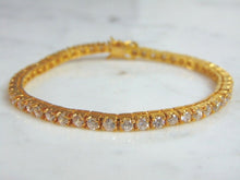 Load image into Gallery viewer, Womens Vintage Estate Sterling Silver Gold Tone CZ Bracelet 13g E5982