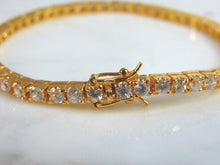 Load image into Gallery viewer, Womens Vintage Estate Sterling Silver Gold Tone CZ Bracelet 13g E5982