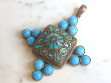 Load image into Gallery viewer, Womens Vintage Estate Sterling Silver Turquoise Pendant 35.8g E5721