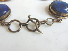 Load image into Gallery viewer, Womens Vintage Estate Sterling Silver Lapis Lazuli Bracelet 29g E5732