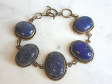 Load image into Gallery viewer, Womens Vintage Estate Sterling Silver Lapis Lazuli Bracelet 29g E5732