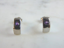 Load image into Gallery viewer, Womens Vintage Estate Sterling Silver Amethyst Earrings 2.8g E1171