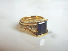 Load image into Gallery viewer, Womens Vintage Estate 14K Yellow Gold Sapphire &amp; Diamond Ring, 9.3g E850