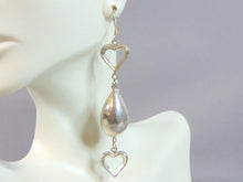 Load image into Gallery viewer, Womens Vintage Estate Sterling Silver Heart Dangle Earrings 9.1g E5945