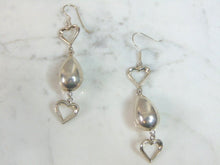 Load image into Gallery viewer, Womens Vintage Estate Sterling Silver Heart Dangle Earrings 9.1g E5945