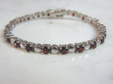 Load image into Gallery viewer, Womens Vintage Estate Sterling Silver Garnet Bracelet 13.1g E5957